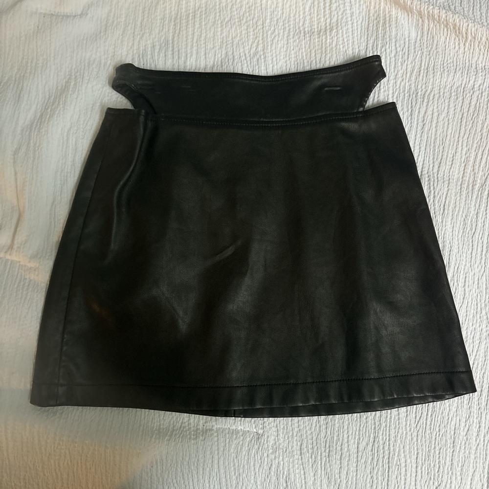 Forever 21 Black A-Line Mini Skirt with Cut Out Details